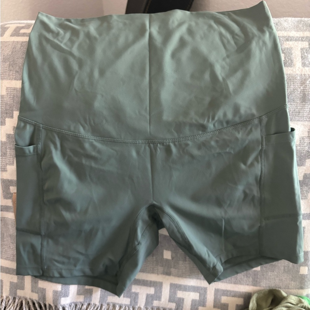Women's Maternity Green Shorts